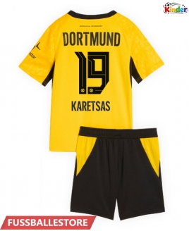 Günstige Borussia Dortmund Konstantinos Karetsas #19 Heimtrikotsatz Kinder 2026-27 Kurzarm (+ Kurze Hosen)